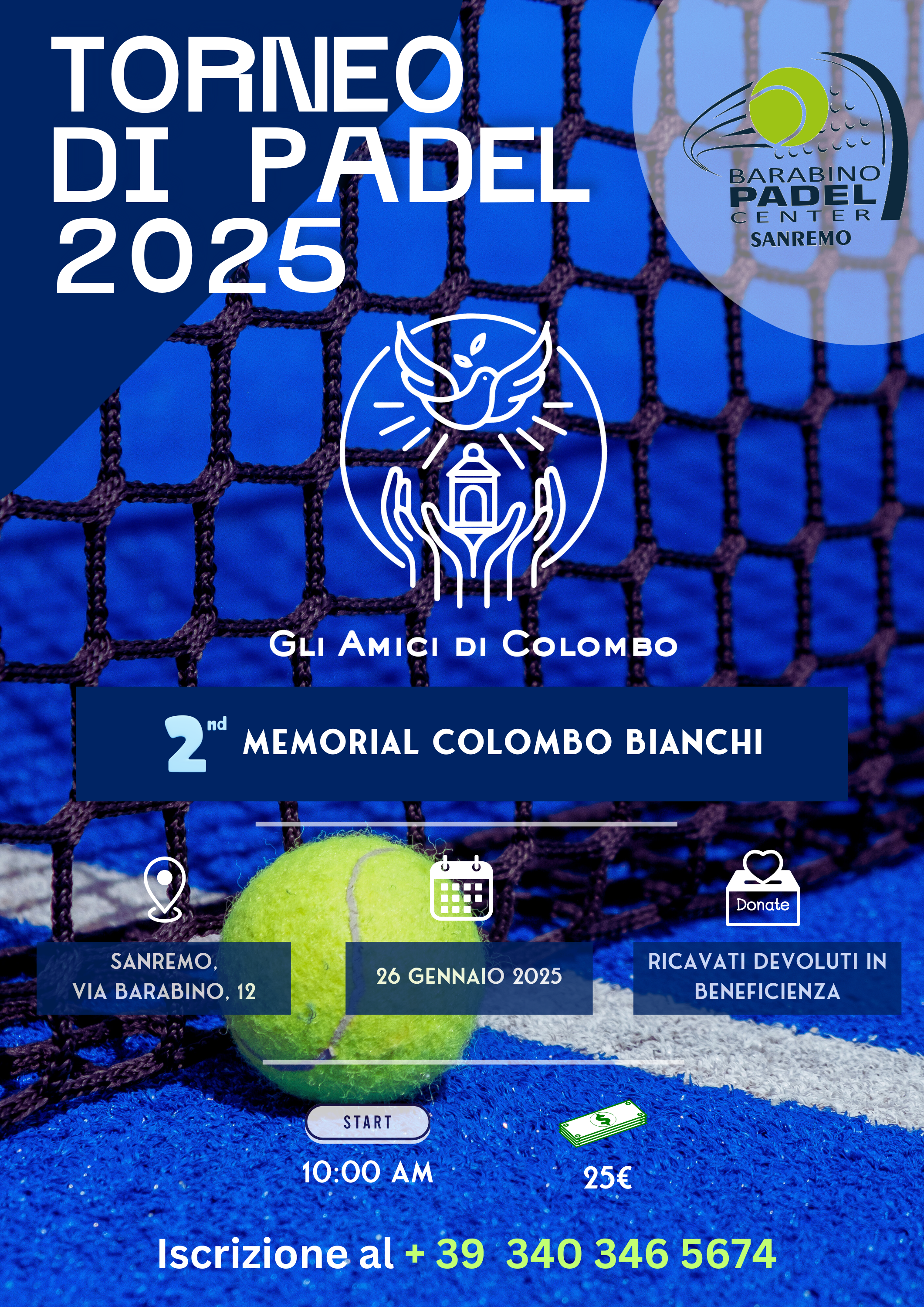 Gli Amici di Colombo Odv, torna il Torneo di Padel per la Salute Mentale